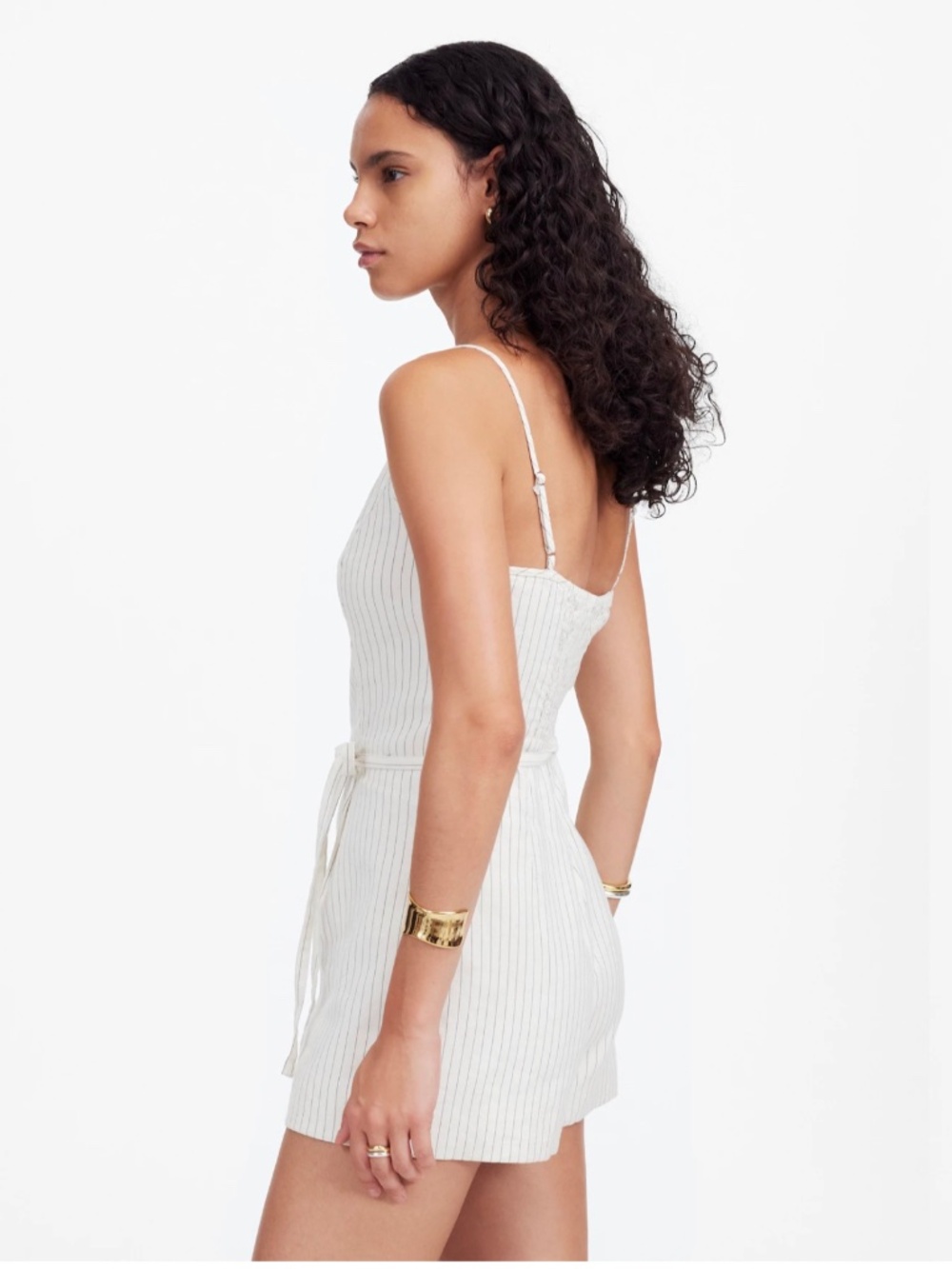 Sleeveless Square-Neck Pleated Romper